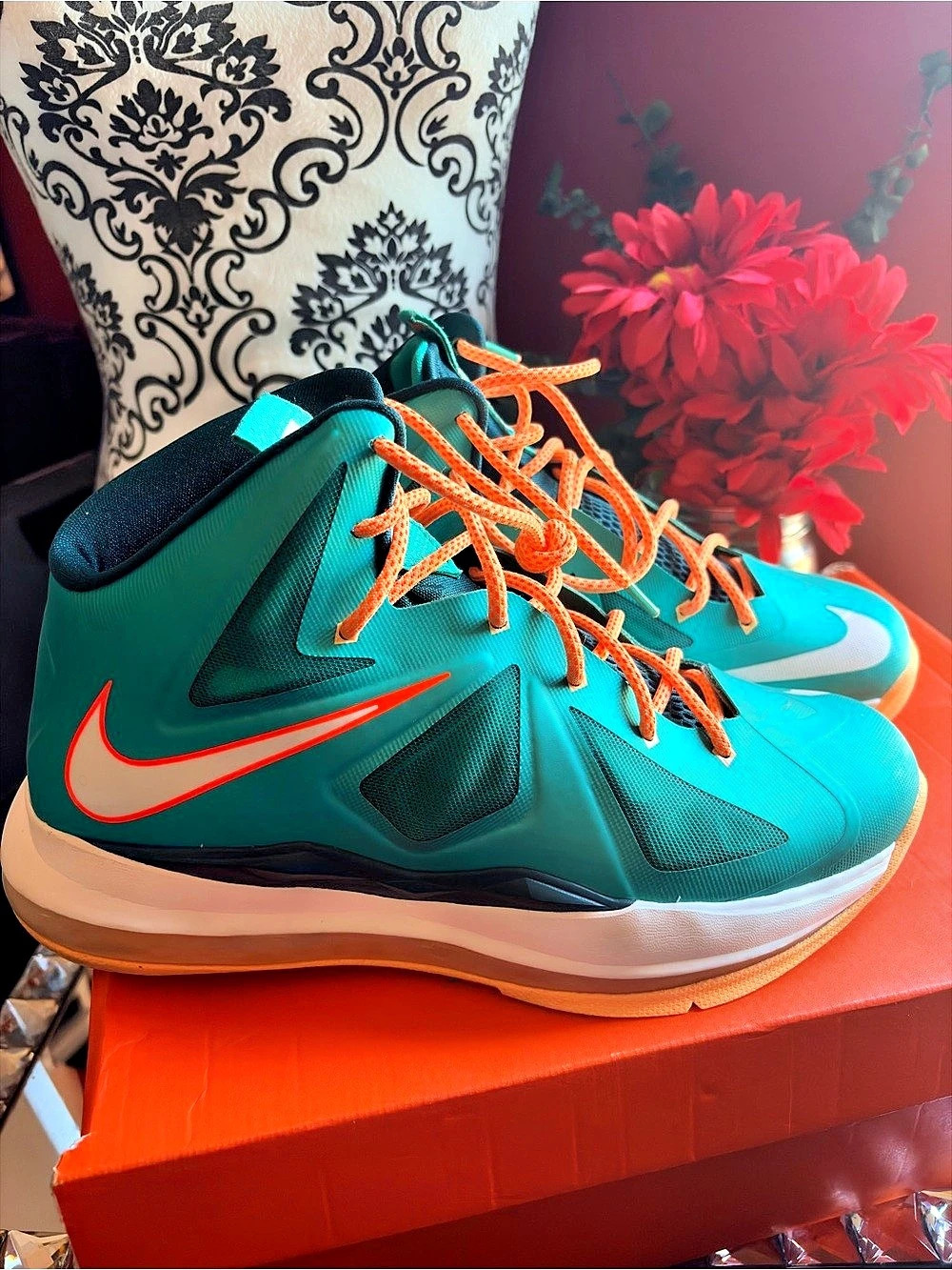 Nike Zoom LeBron Soldier 7 High-Top Athletic Shoes Blue & Orange